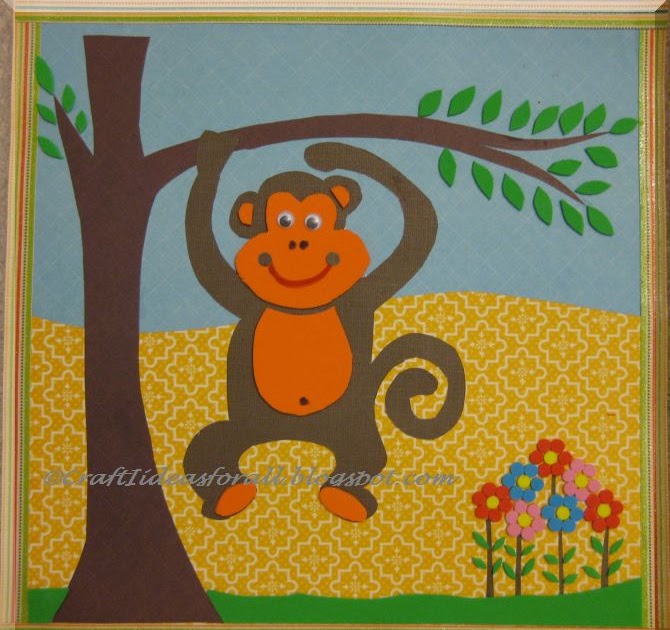 Craft Ideas for all: Handmade Nursery Wall Art Part III : Monkey having fun