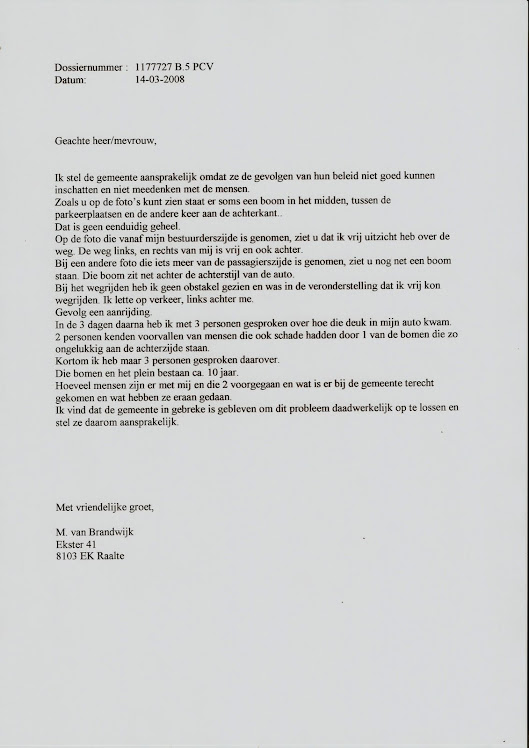 Bezwaarschrift door ongeluk met de auto