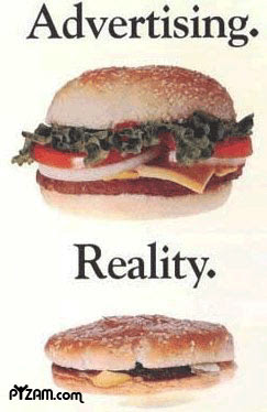 difference between advertising and reality on burgers