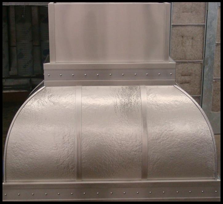 Custom Range Hoods Hammered Stainless Steel body and brushed stainless