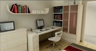 minimalist apartment interior study area