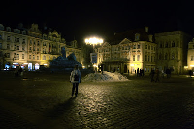 Prague - Chair, snow and Old town square