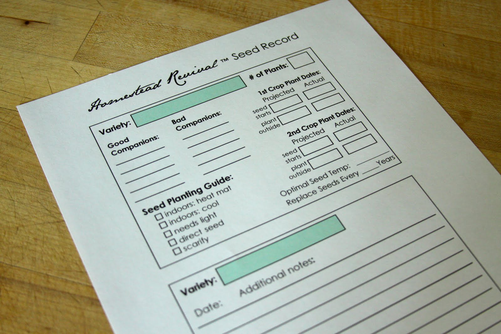 Homestead Revival: Organizing Seeds and Planting Records