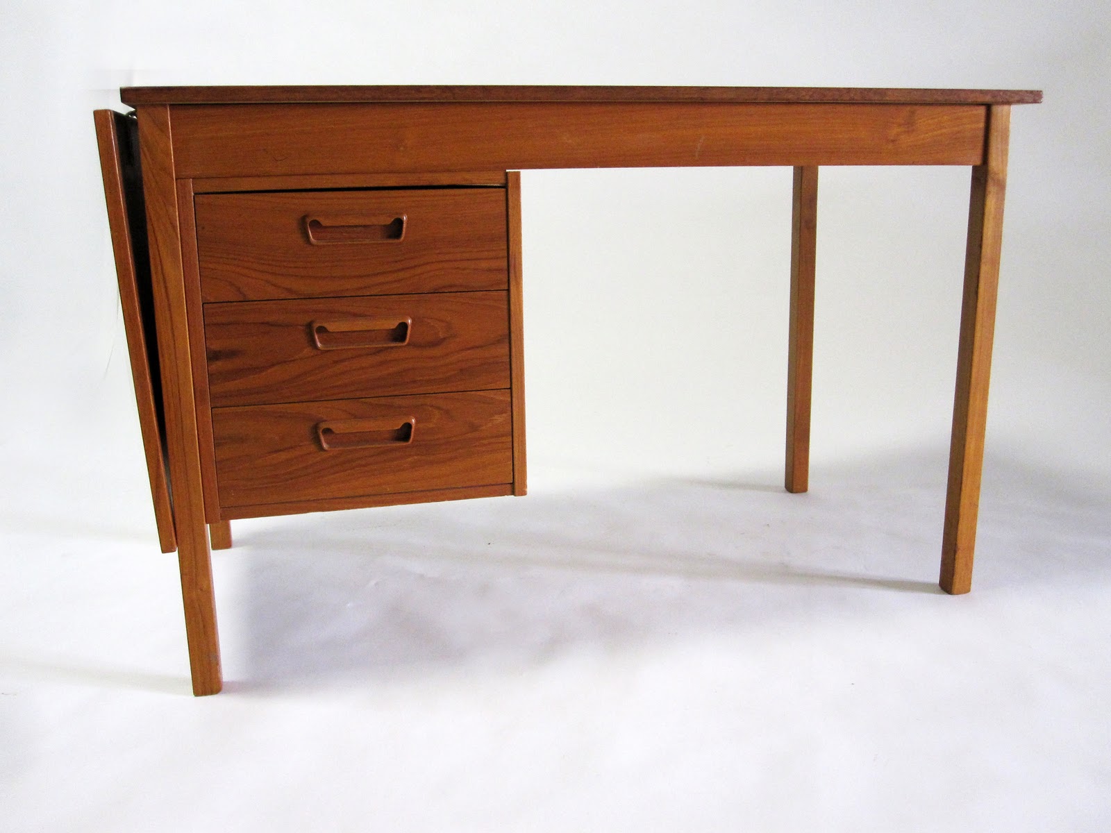 circa midcentury danish modern teak drop leaf desk