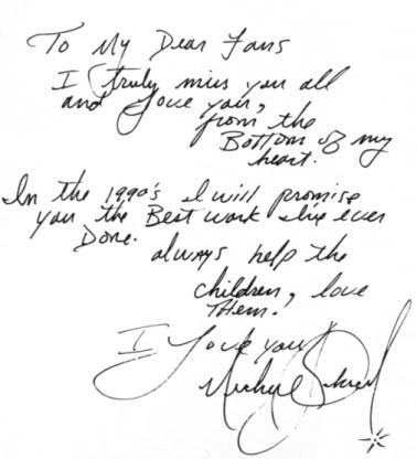 It´s all for L.O.V.E: Michael's letter to his fans...