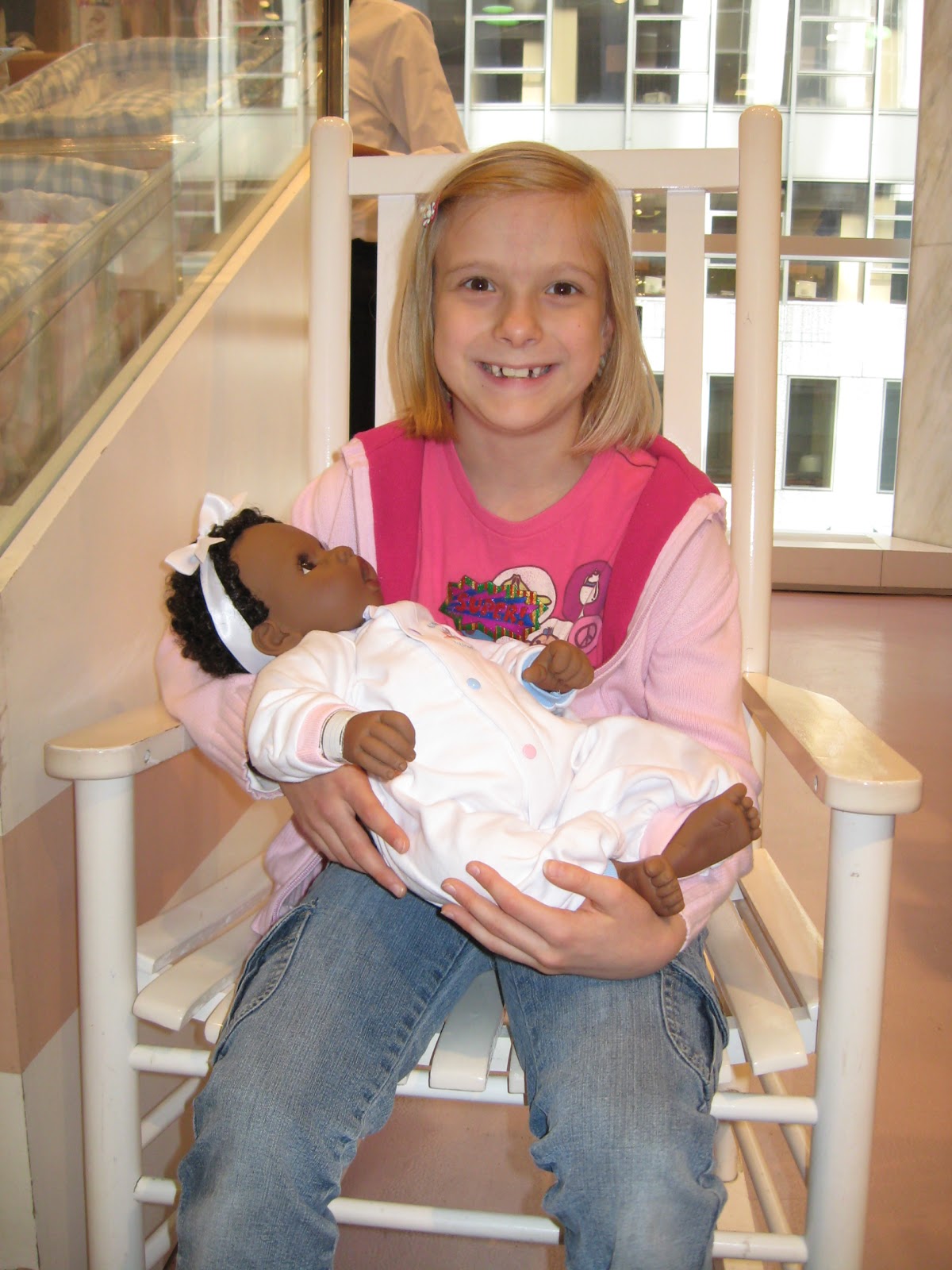 Happy Trails Emalie Adopts A Baby At FAO Schwarz Newborn Nursery 