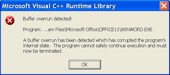Ошибка приложения winword. Overrun error. ютуб ошибка буферизации. cheating program detected. status_stack_buffer_overrun crash.