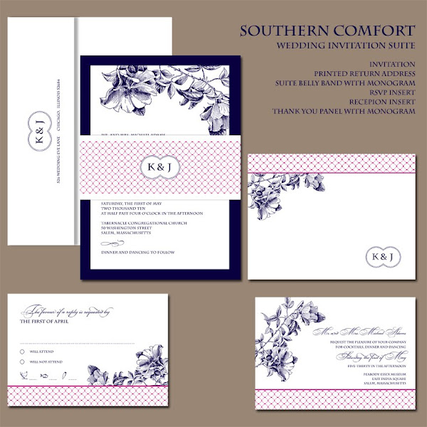Southern Comfort Monogram Wedding Invitation Collection