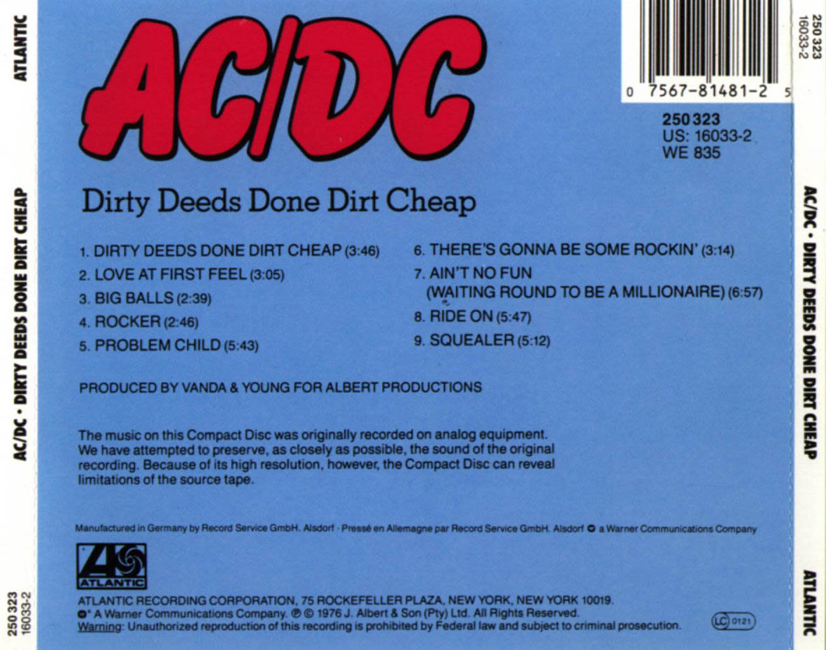 CARATULAS DE CD DE MUSICA Acdc Dirty Deeds Done Dirt Cheap(1976)