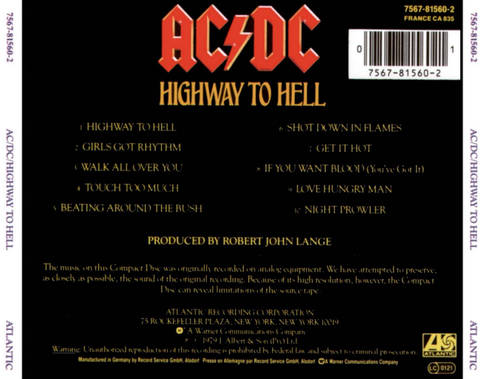 CARATULAS DE CD DE MUSICA: Acdc Highway To Hell(1979)