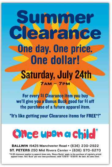 Coupon STL: Once Upon a Child - FREE Clearance Items after Bonus Bucks