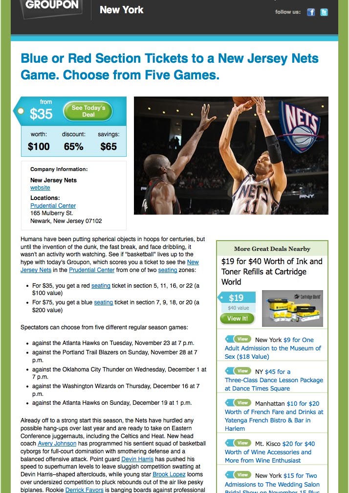 Nets tickets on deep discount via Groupon