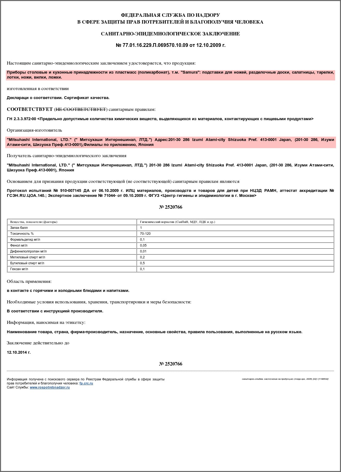 Японские ножи Самура (Samura) - отзывы, рекомендации: Сертификат ножи ...