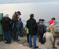 A tour party viewing the Sea of Galilee