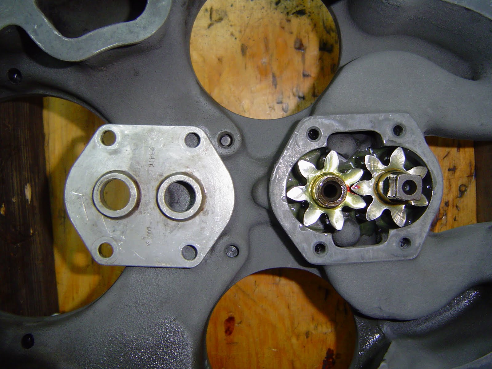 taildragging Oil pump gears inspected.