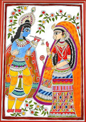 madhubani krishna painting paintings radha indian phad artwork canvas acrylic craft collections folk shree