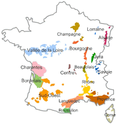 mappa dei vitigni francesi
