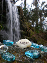 Logan's name at the waterfall