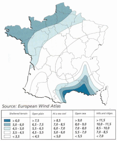 Quantité de vent en France