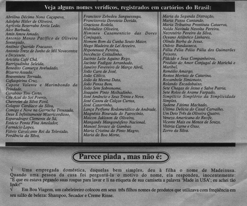 Pesquisas do Guilherme. Nomes engraçados