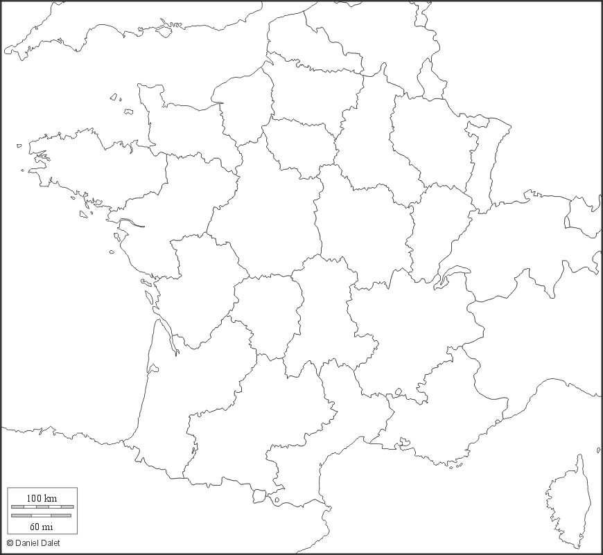 Контурная карта франции