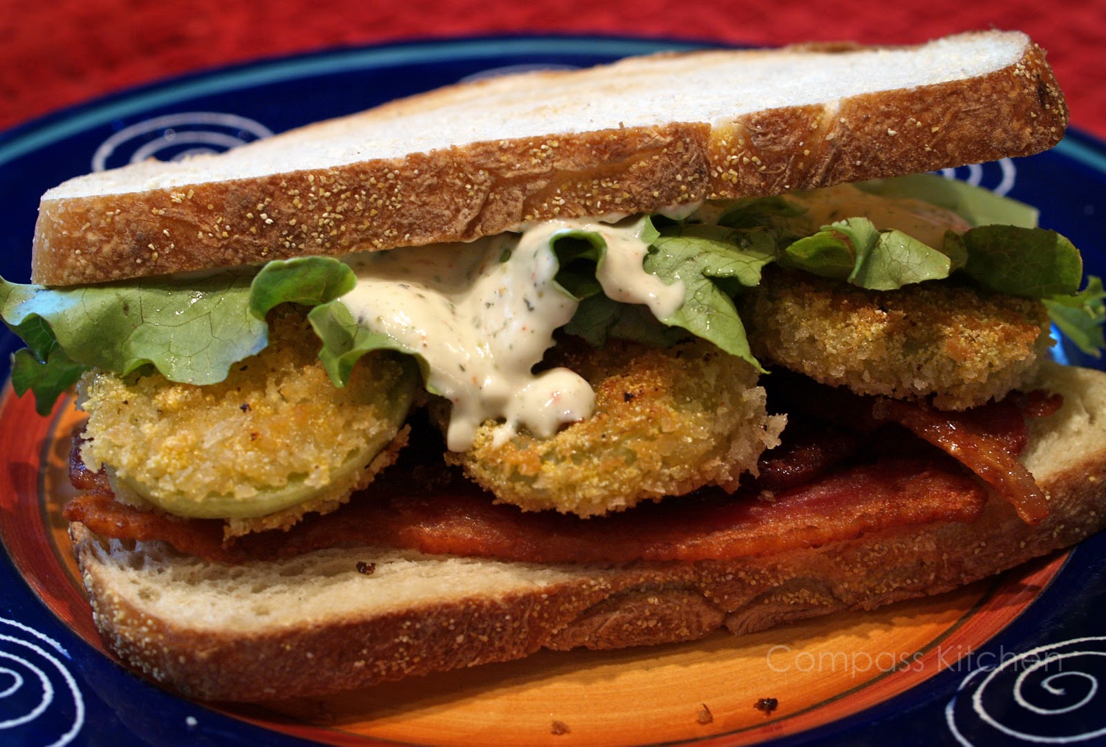 Compass Kitchen Bacon, Lettuce and (fried green) Tomato sandwich