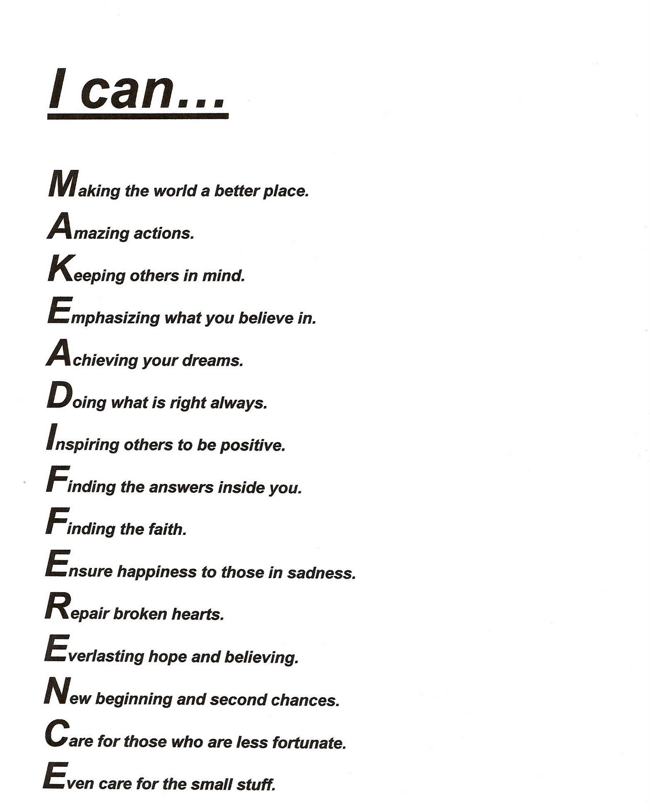 .: Poem to Make a Difference