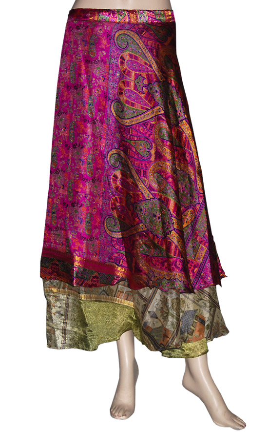 Wholesale Silk Reversible, Two layer, Wrap around skirt Women's Skirts ...
