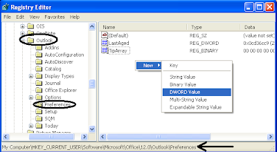 Create-New-DWORD-Value-MinToTray-under-Outlook-Preferences