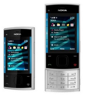 Nokia X3 Slider Phone Silver Blue