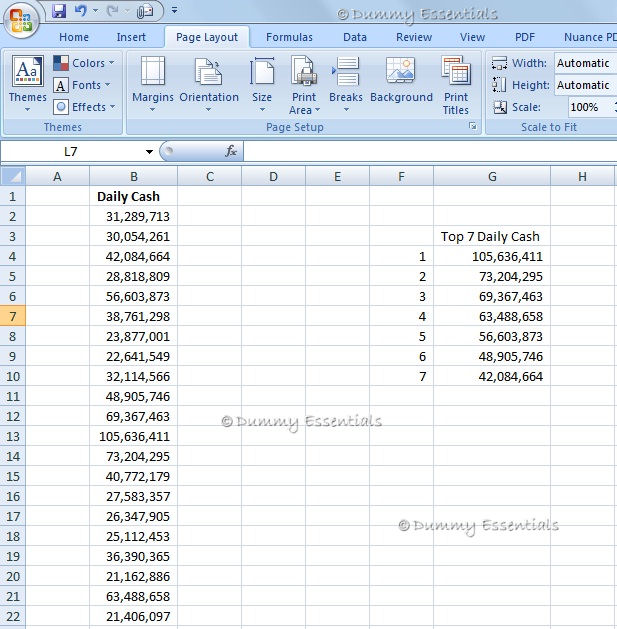 Dummy Essentials: Using Large Function In MS Excel 2007