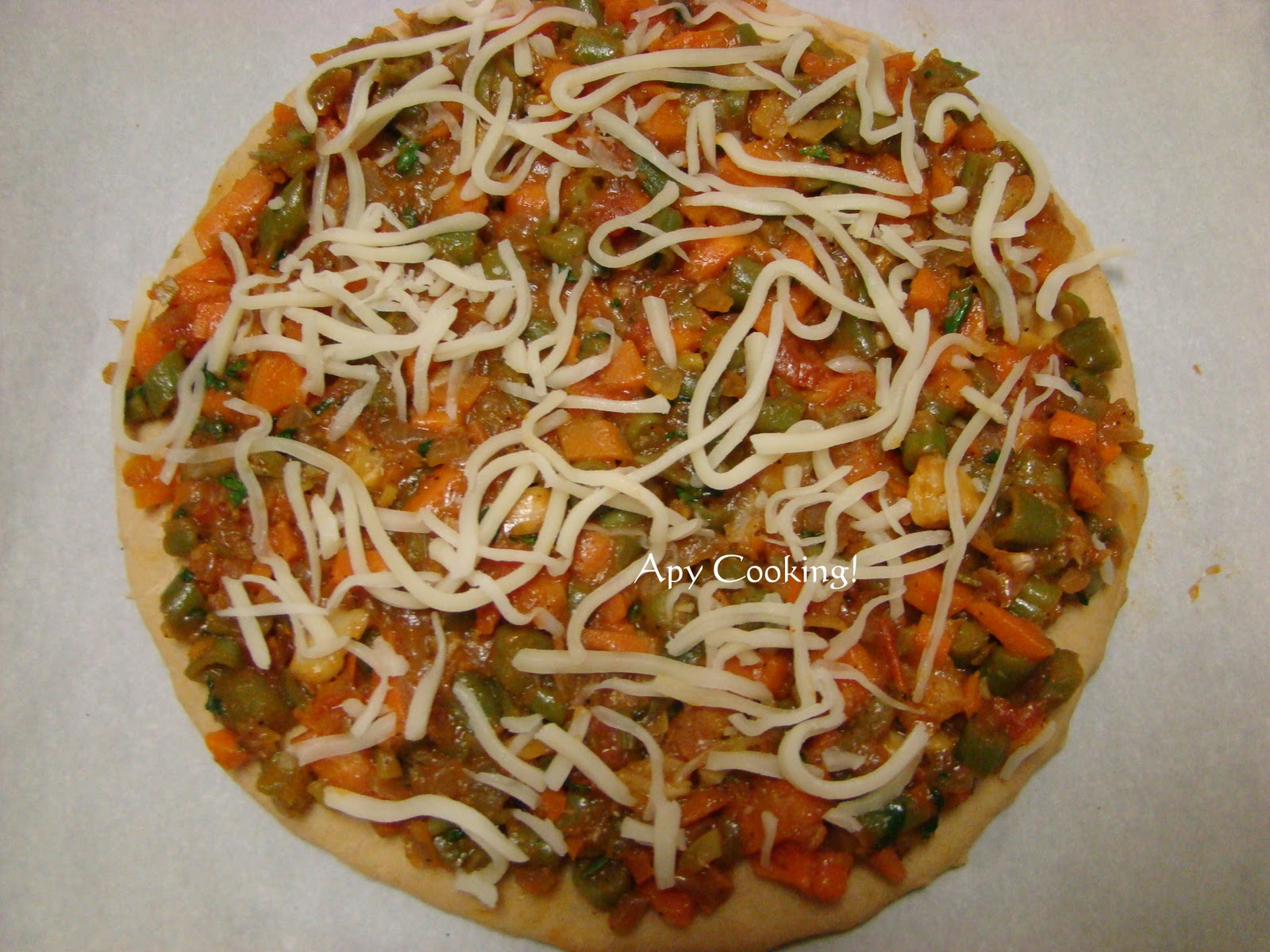 Apy Cooking Veggie Garam Masala Pizza with Homemade Whole Wheat Base