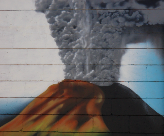 volcano painted graffiti in Minneapolis Minnesota