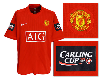 New Kits on The Blog: Manchester United Home Shirt with Carling Cup ...