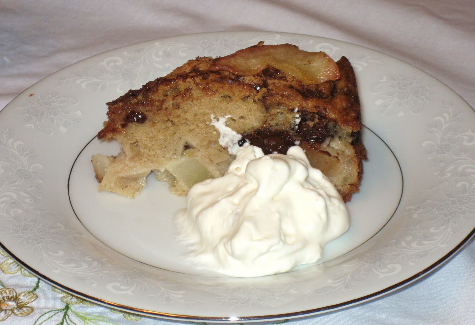 The Foodie Next Door Brown Butter Pear Cake with Bittersweet Chocolate