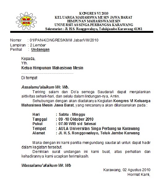 11 Contoh Surat Undangan Rapat Himpunan Mahasiswa Contoh Surat Ide - Riset