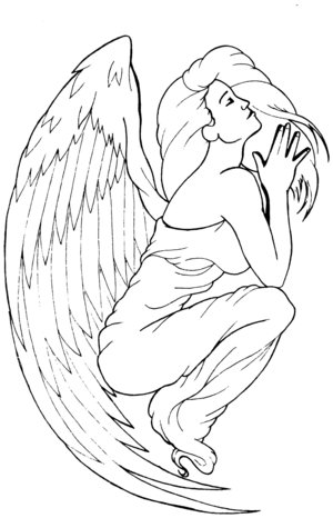 sad angel tattoo. small angel wing tattoos.