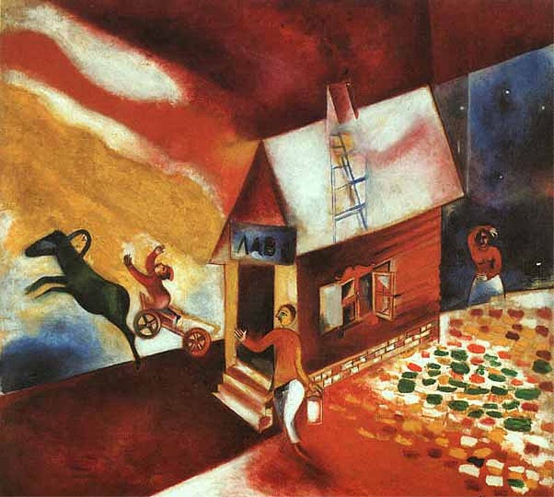 MARC CHAGALL, The Flying Carriage - La Carreta Voladora