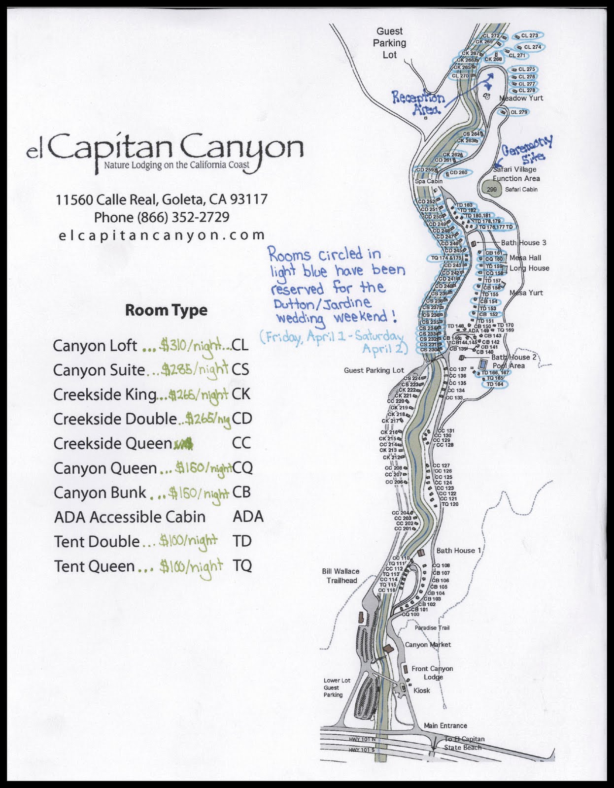 El Capitan Canyon Resort Map