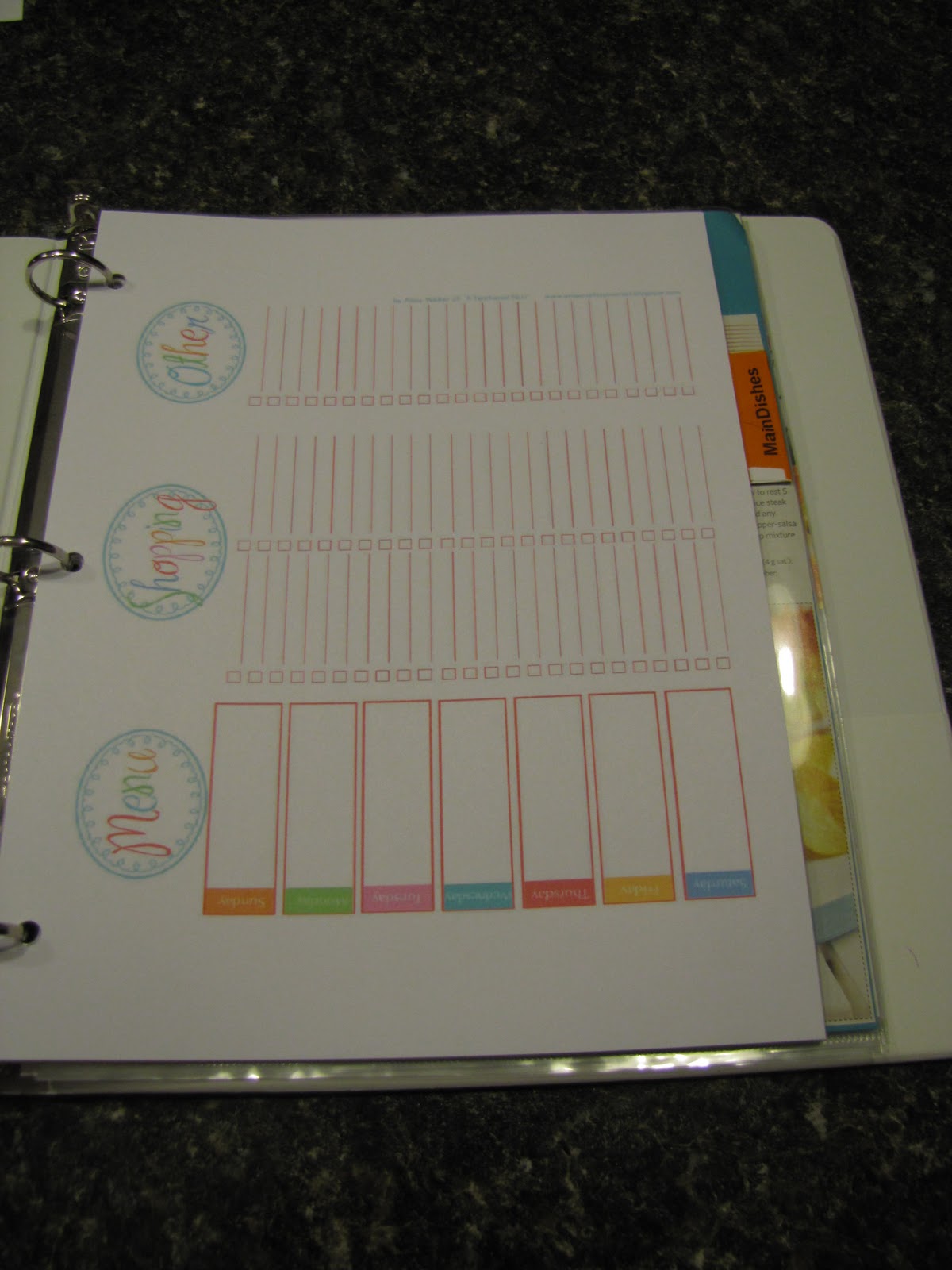Sustainably Chic Designs ORGANIZATION Meal Planning Binder 15
