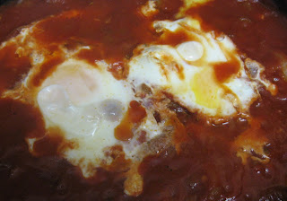 Eggs diablo on polenta, adapted from Karina's Kitchen