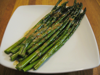 Roasted asparagus with peanut sauce, adapted from Jack Bishop's Vegetables Every Day