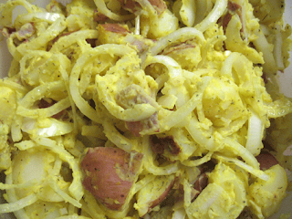 lighter potato salad with onions and garlic