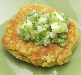 masa cakes with salsa verde, adapted from Vegetarian Planet by Didi Emmons