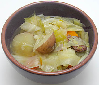 cabbage, potato, and sausage soup