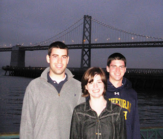 3 kids in front of the Golden Gate Bridge.