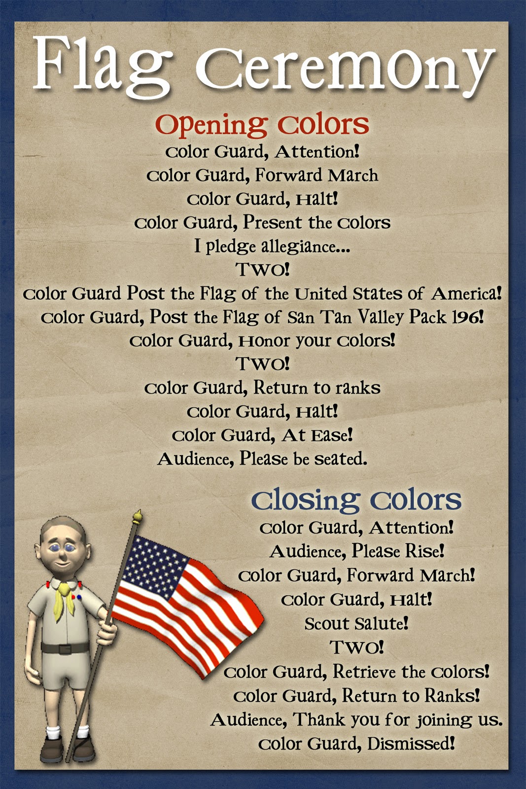 Cub Scout Flag Ceremony Printable