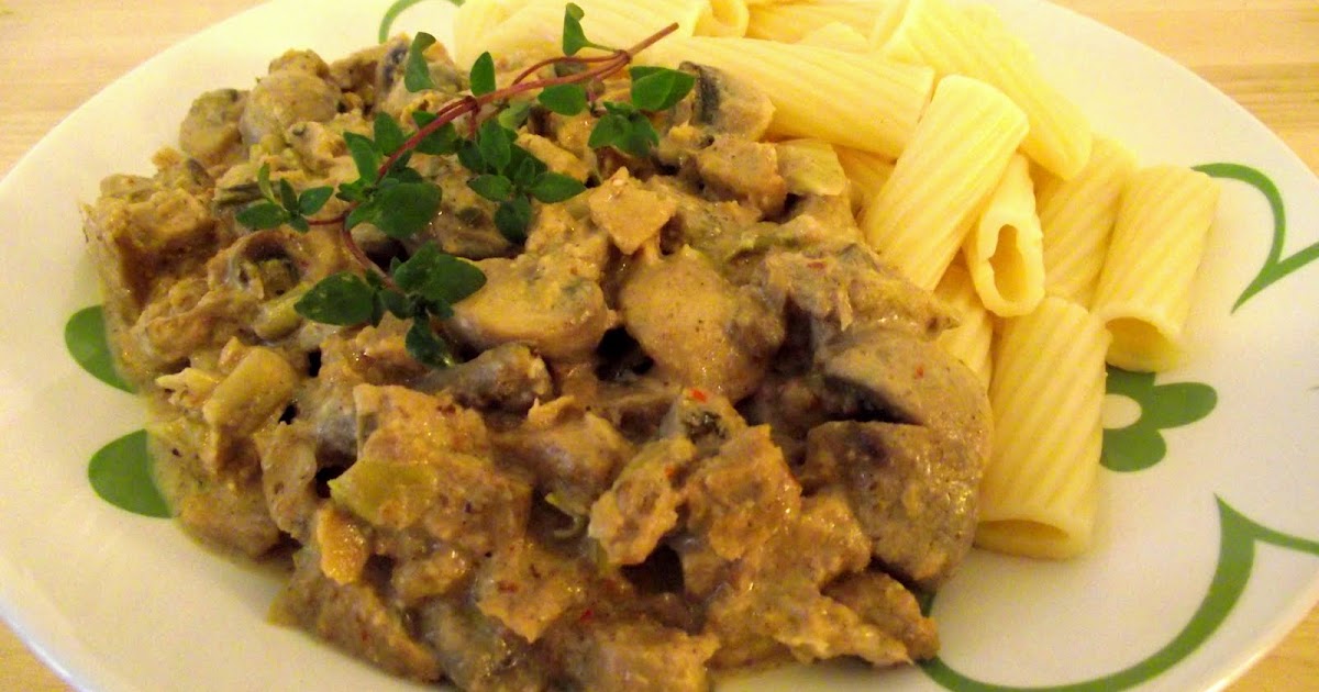 veganes Rahm-Geschnetzeltes mit Pilzen - vegane Rezepte auf Laubfresser