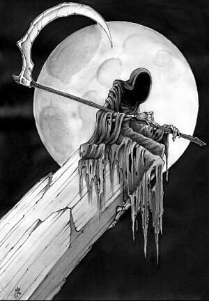 Grim Reaper in the moonlight. .