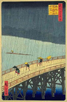 Hiroshige - Tormenta en el puente Oshashi